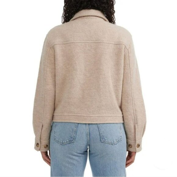 HUNTER Women's Button Down Collared Cream Merino Wool Jacket Pockets Size Small - Picture 3 of 16